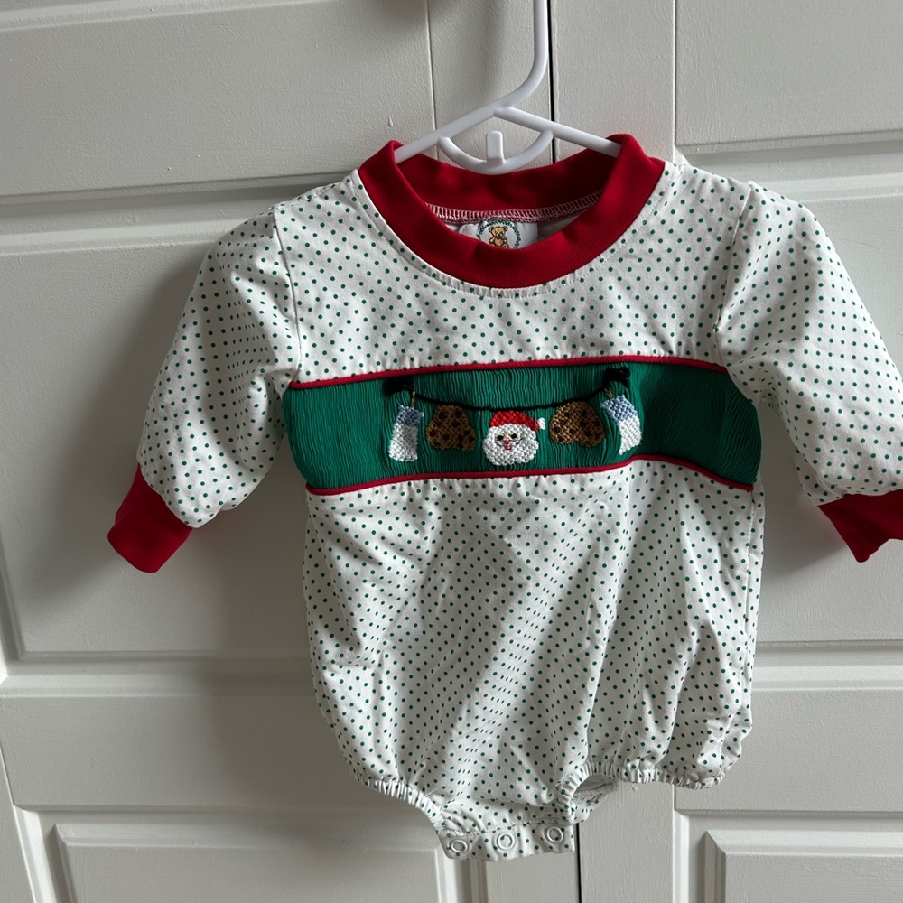 Polka Dot Kids One Piece with Red and Green Accents
